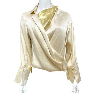 NWT Women's - Hellessy Gold Silk Long Sleeve Blouse, Size 4